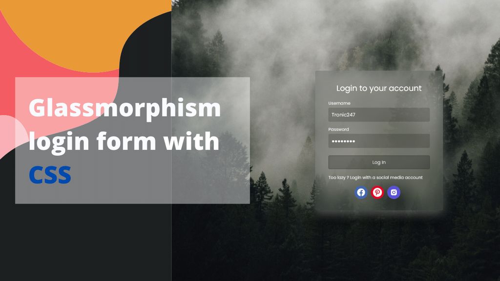 Glassmorphism login form with CSS image
